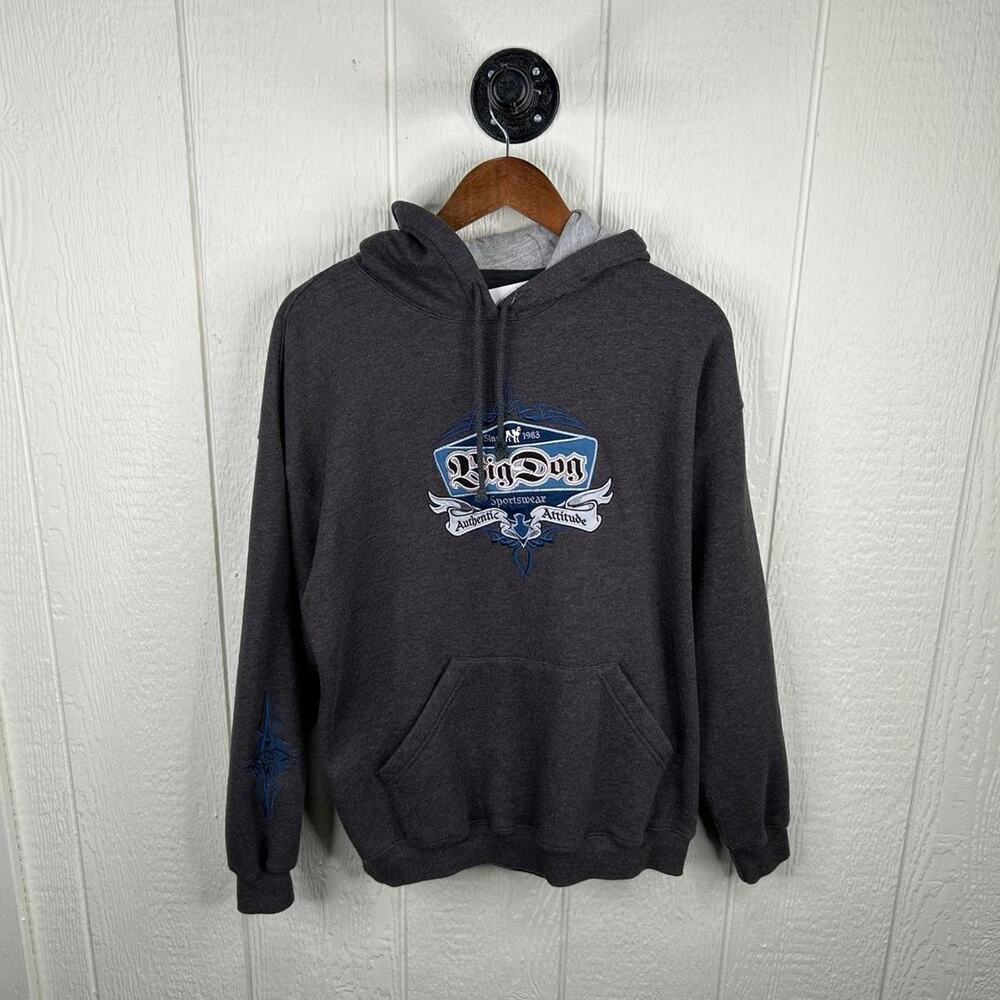 Y2K Big Dog Tribal Sleeve Hit Sportswear Hoodie Size Medium